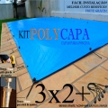 Capa para Piscina América 3x2 + 12 LonaFlex 20cm + 12 LonaFix Proteção